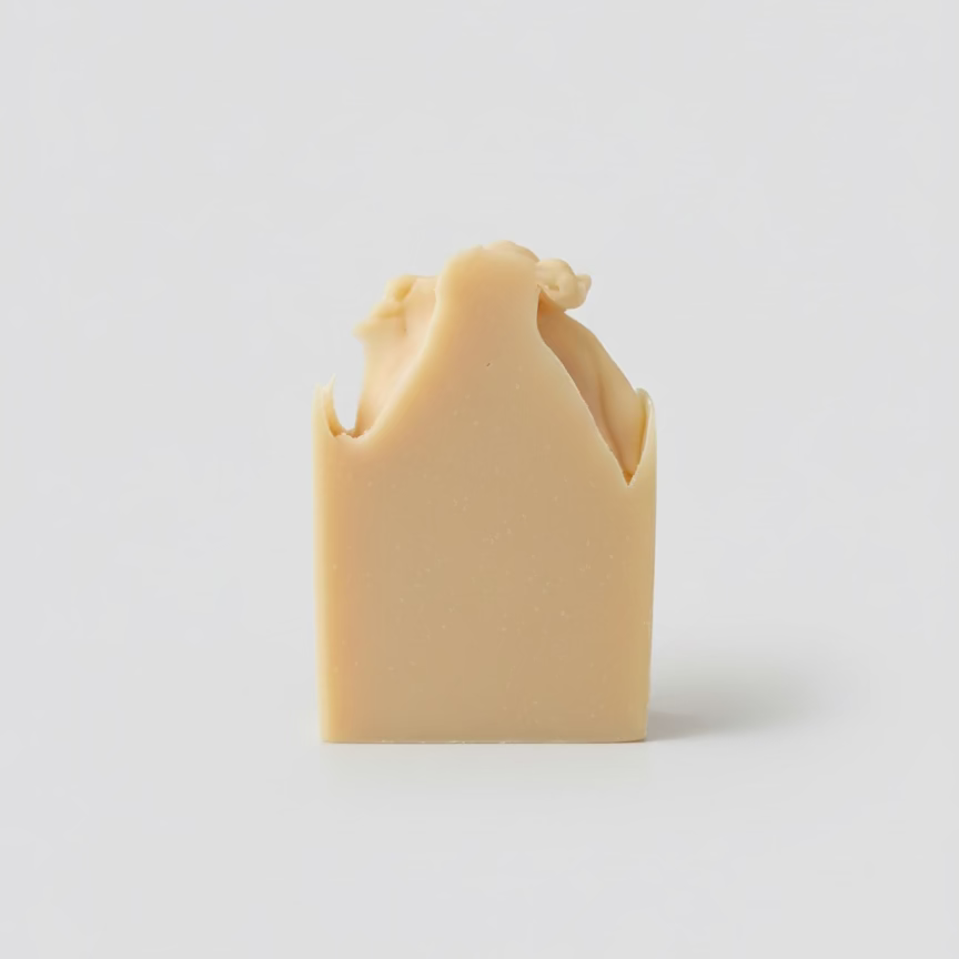 Bar of soap with a unique design on a white background